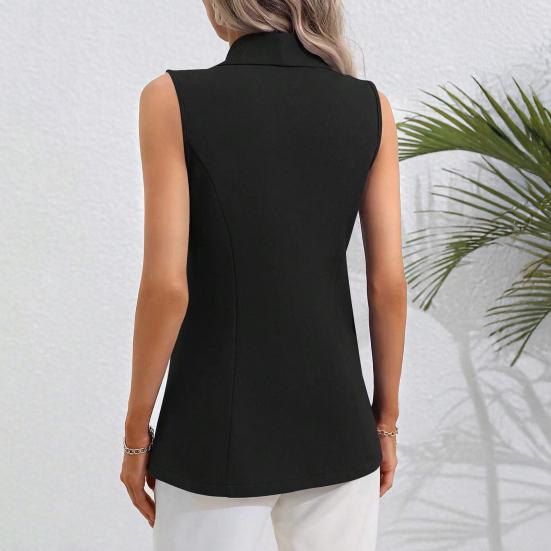 Жилет-блейзер без рукавов для женщин, открытый спереди, с лацканами, V-образным вырезом, на одной пуговице, топ-жилет, повседневный офисный рабочий костюм, жилет