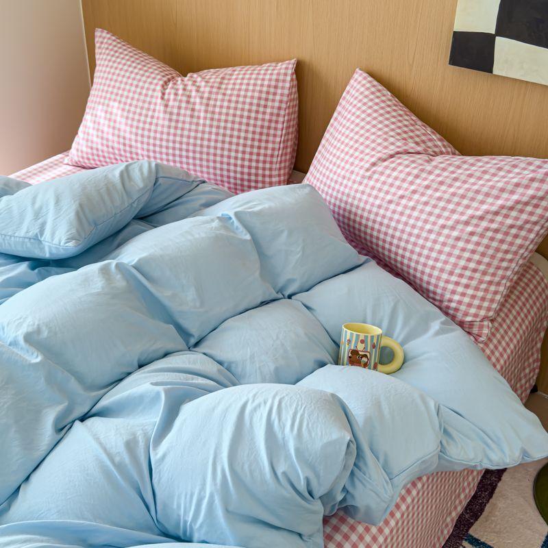 Ins Minimally Purple Striped Bed Sheet Set Bedding Set Four Piece Set Student Quilt Set Girl Heart Dormitory Three Piece