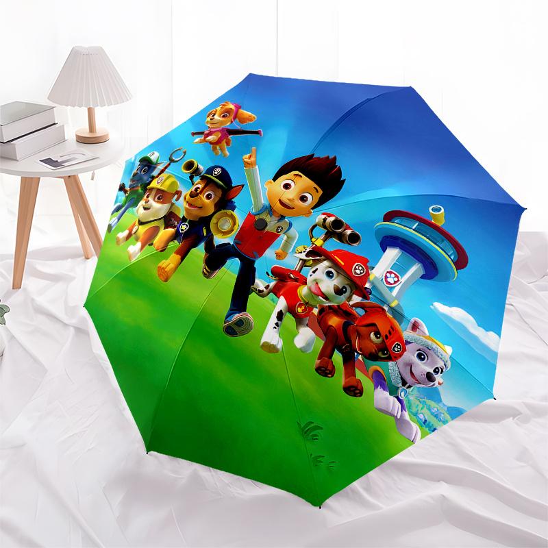Paw Patrol Kids Birthday Cake Topper Round Umbrella, Cute Umbrella with Cute Design, Portable 3-Fold Compact Umbrella for Men & Women, Valentine's Day