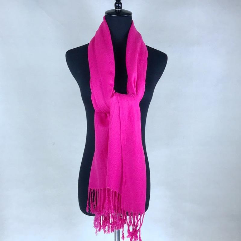 Big Red Club Gift Print OO Embroidery Solid Color Twill Cotton Shawl Scarf Extra Long High Sense