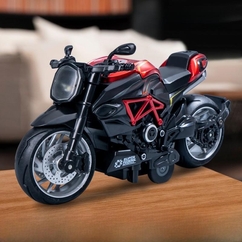 Metal Motorcycle Model With Music Function For Childrens Gift And Collection