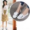 Fashion Women Loafers Flats Lady Female Slip On White  Leather Pedal Lazy Shoes Moccasins Casual Shoes