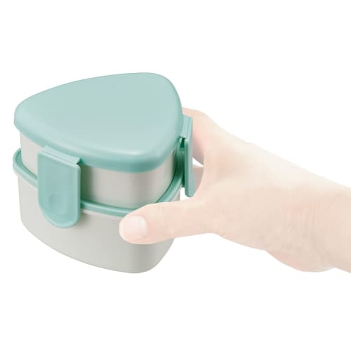 Skater Triangular Onigiri Lunch Box 2 Tiers 500ml with Fork Green Made In Japan ONWT1-A