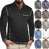 Men's Solid Color Button Lapel Long Sleeve Top Men's Casual Fashion Long Sleeve Top
