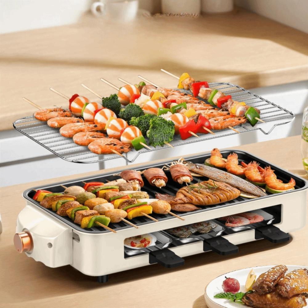 2 in 1 Smokeless Electric Grill Non Stick Electric BBQ Grill Electric Grill Pan Party