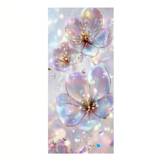 Flowers Window Privacy Film Stained Glass Tulip Butterfly Window Cling Static Glass Sticker for Home Kitchen Office