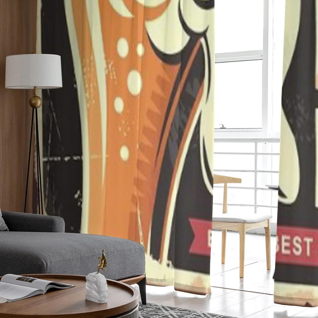 Pub Sign With Glass Of Beer Sheer Curtain For Living Room Bedroom Voile Curtains For Window Organza Curtains Party Tulle Drapes