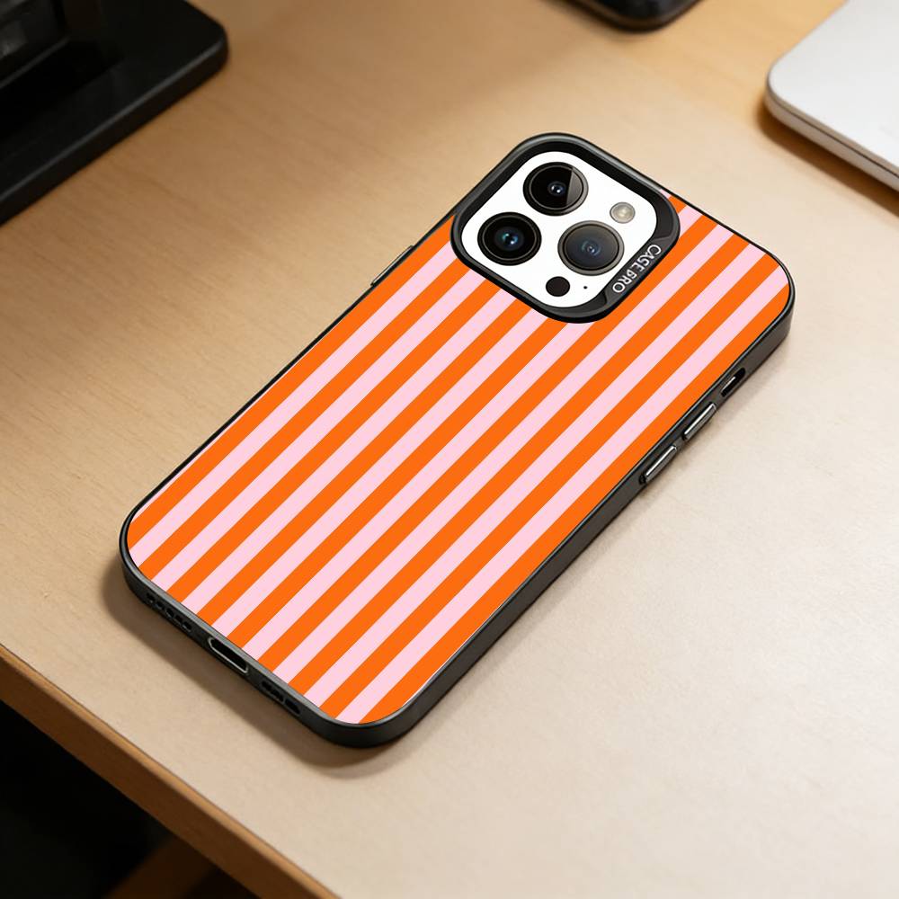 M-Multicolor Stripes  Phone Case For iPhone 17,16,15,14,13,12,11 Plus,Pro Max,XS,Colorful Silver Black Cover