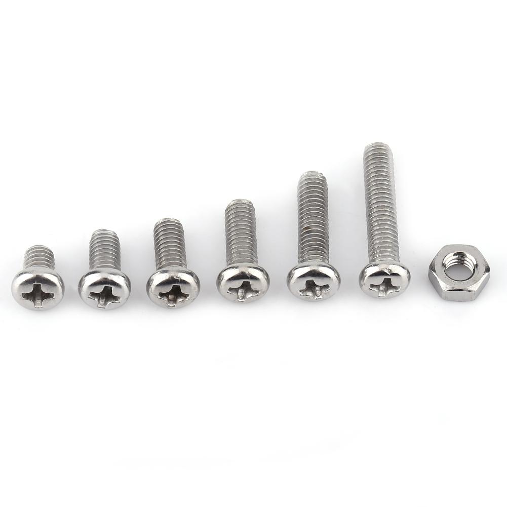 M4 Stainless Steel SS304 Machine Screws Bolts Nuts Assortment (Pan Head)