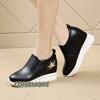 New High Heels Embroidered Shoes Casual Black Women's Sneakers Leisure Platform Shoes Slip-On Breathable Height Increasing Shoes