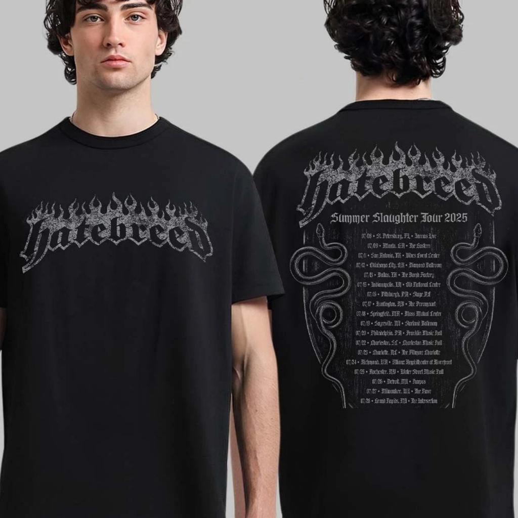 Hatebreed Summer Slaughter Tour 2025 Расписание по Северной Америке Даты тура Футболка Высококачественная Роскошь для Мужчин и Женщин Топ Y2k