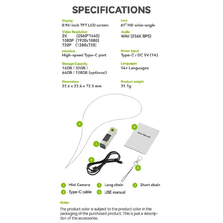 Fashionable Thumb Camera Key Holder with Type C Charging & Sound Recording Features Small Key Rings Camera LCD Screen