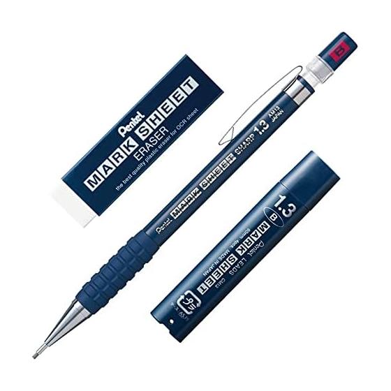 Pentel Механический карандаш для заполнения бланков B Набор стержней с ластиком AMZ-AM113B-SET Синий 1,3 мм