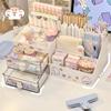 Cosmetics Organizer Desktop Cosmetic Storage Box Organizer Drawer Office Storage Rack Stationery Desk Pen Holder Bunny Drawer Organizer Cute Kawaii