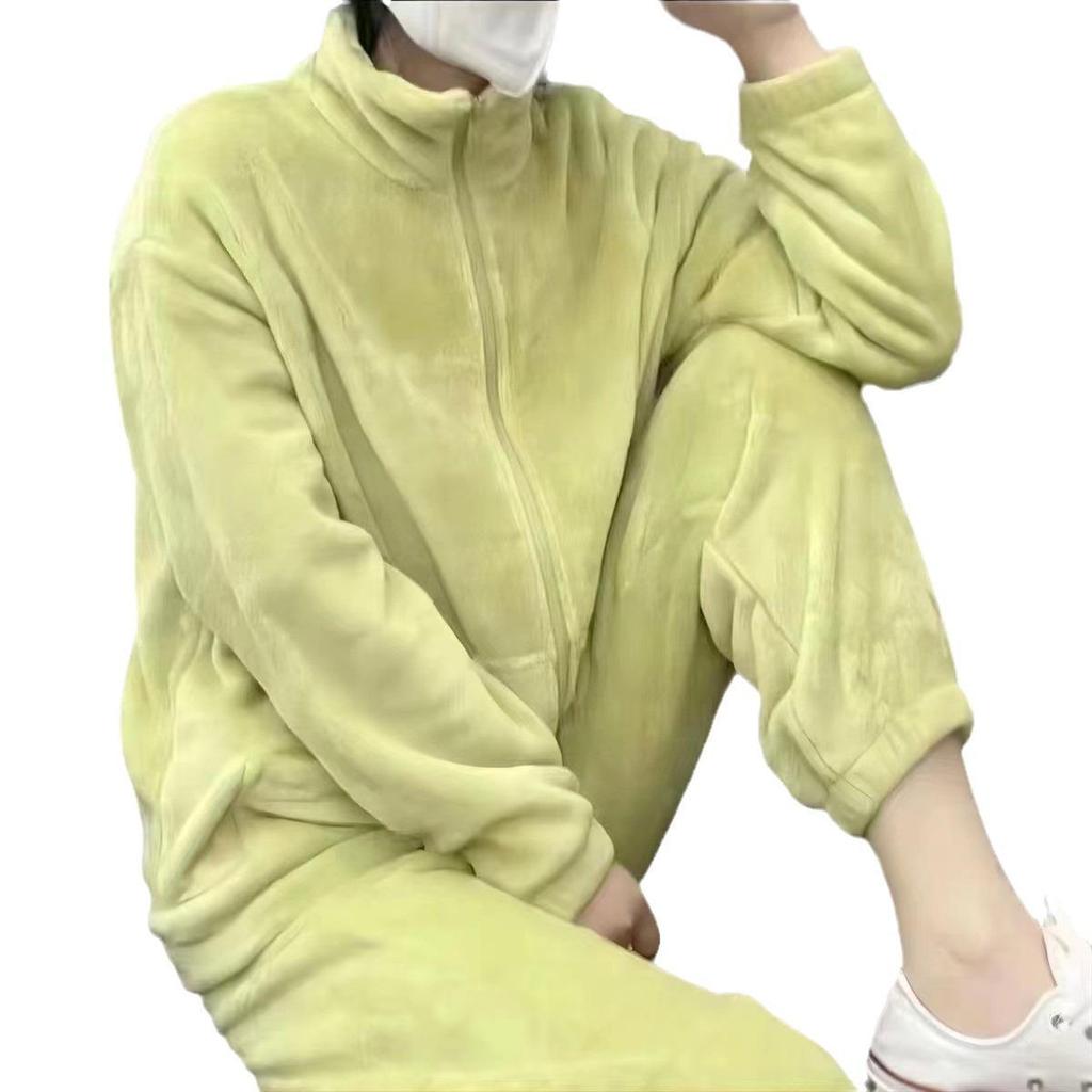 2024 Корейский Коралловый Флис Осень/Зима Бархат Теплый Повседневный Домашний Костюм