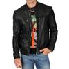 Men's Genuine Lambskin Black Leather Jacket Stylish Motorcycle Bomber Biker Outerwear MJ 14