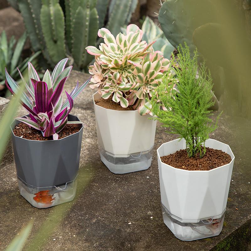 Цветочный горшок для растений с самополивом, прозрачный посадочный горшок, бассейн для хранения воды, садовые принадлежности, домашний декор FU