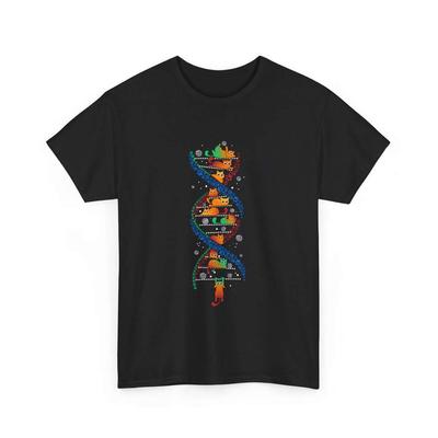 Футболка для любителей кошек - Футболка с молекулами и ДНК кошек - Футболка с ДНК кошек