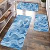1Pcs Blue Wave Pattern Floor Mat Modern Kitchen Polyester Rug Non-Slip Colorful Indoor Carpet, For Home Bathroom Bedroom Living Room Decor