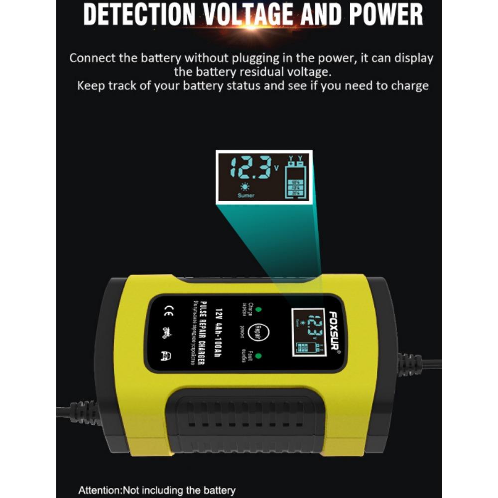 12 В 5 А импульсное зарядное устройство для ремонта аккумулятора мотоцикла автомобиля с ЖК-дисплеем, полностью интеллектуальное универсальное ремонтируемое свинцово-кислотное зарядное устройство