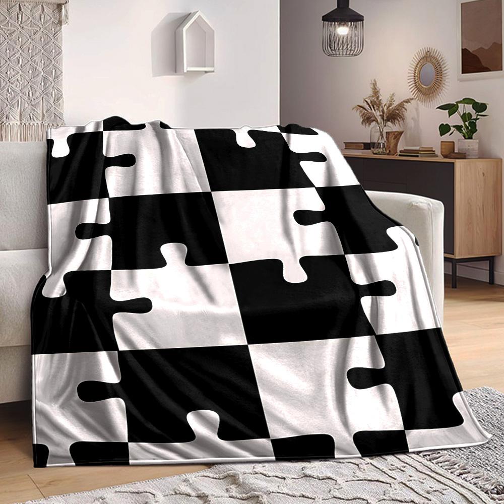 1pc Puzzle Pieces Blanket Warm, Cozy, And Soft, Suitable for Sofas, Beds, Cars, And Office Use.Perfect for Camping And Travel, Making It a Great Gift