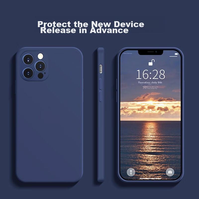 PISEN Flexible Liquid Silicone Case for IPhone 12 Pro/12 Pro Max, Full Protection Shockproof Soft Straight Edge Phone Case, Black