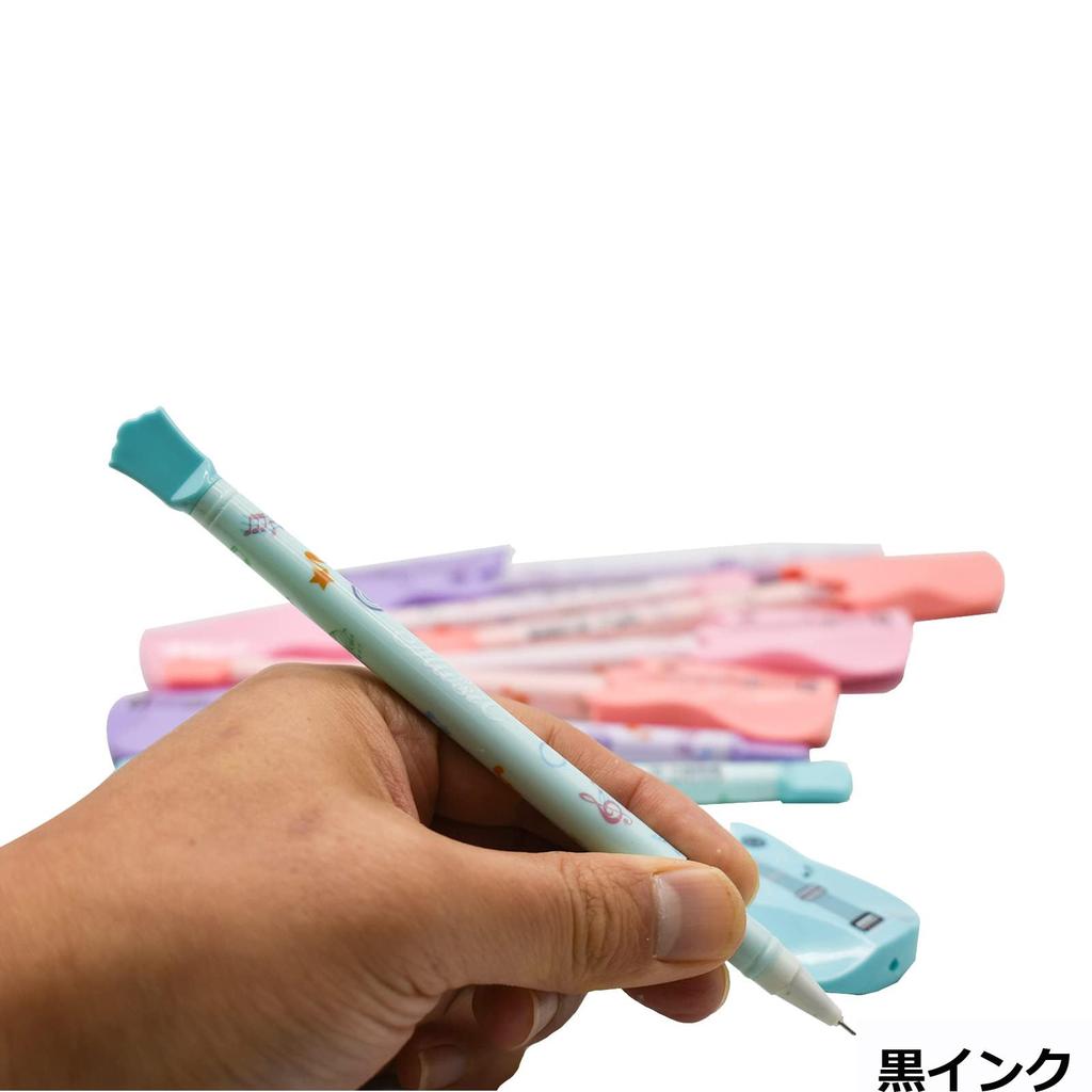 Maydahui Стильный набор шариковых ручек в виде гитар, 8 штук, черные чернила, милые гелевые ручки, музыкальный инструмент, красочные канцелярские принадлежности, пишущие принадлежности, подарок, презент, 0,5 мм