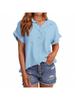 Women's Button Down Shirt Short Sleeve Loose Summer Blouse Top with Pockets