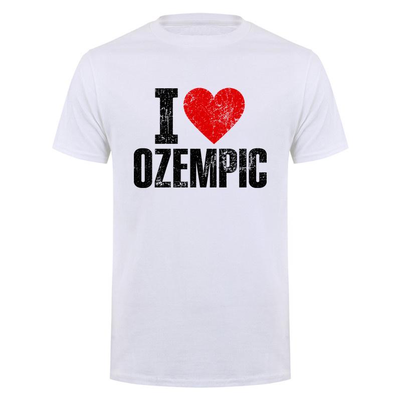 Модная футболка I Love Ozempic Смешное сердце Медицинская цитата о похудении Графическая Унисекс Унисекс Футболки Da181