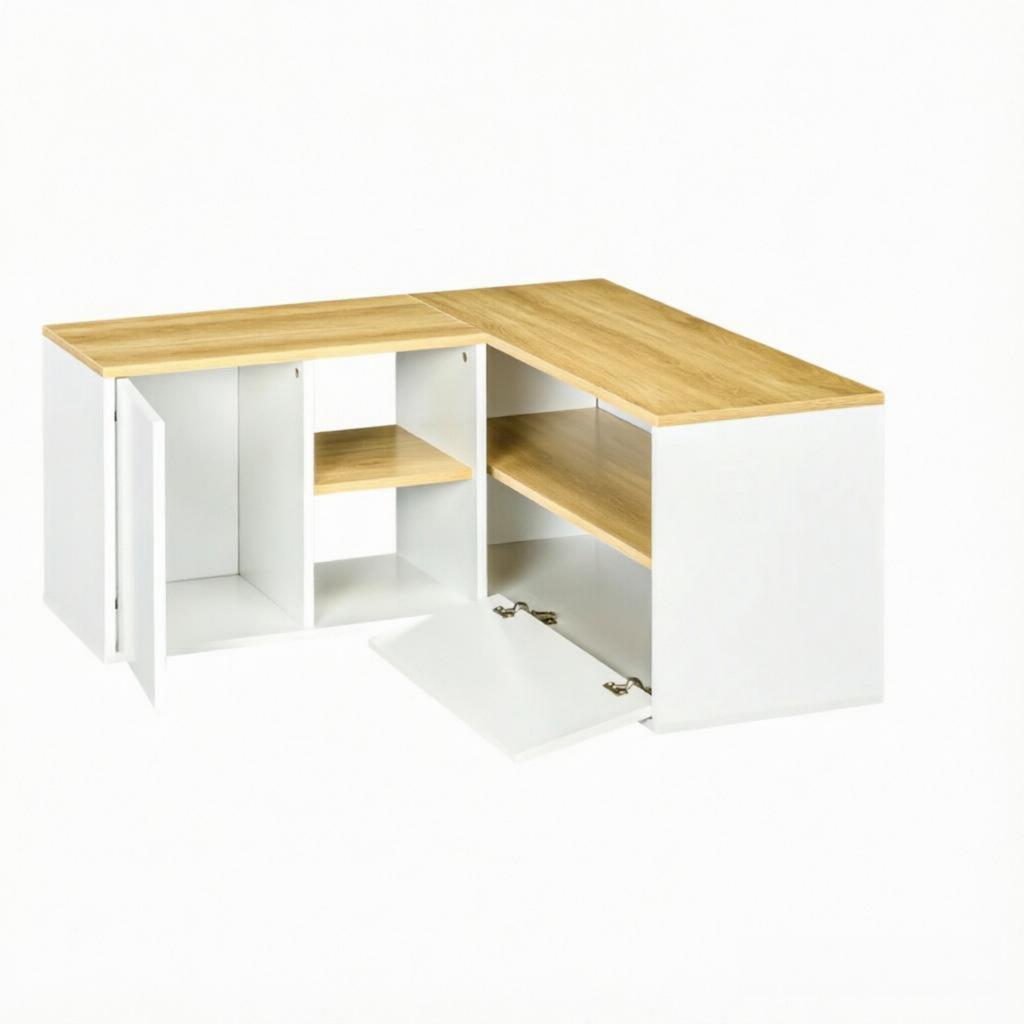 L-Shaped TV Cabinet with Open Compartments, Modern TV Cabinet, Space-Saving Corner Cabinet, Compact Corner Cabinet