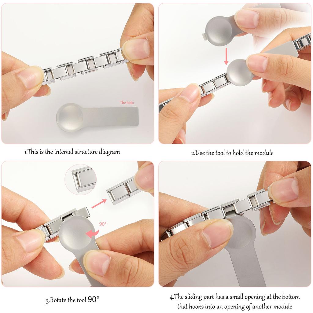 Stainless Steel Italian Style Charms Artisanal Italian Charm Bracelet Set Sturdy Links with Easy To Use Opening Tools