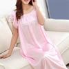 Women Soft Comfortable Satin Lace Sleepwear Nightgown Solid Color Silk Nightdress