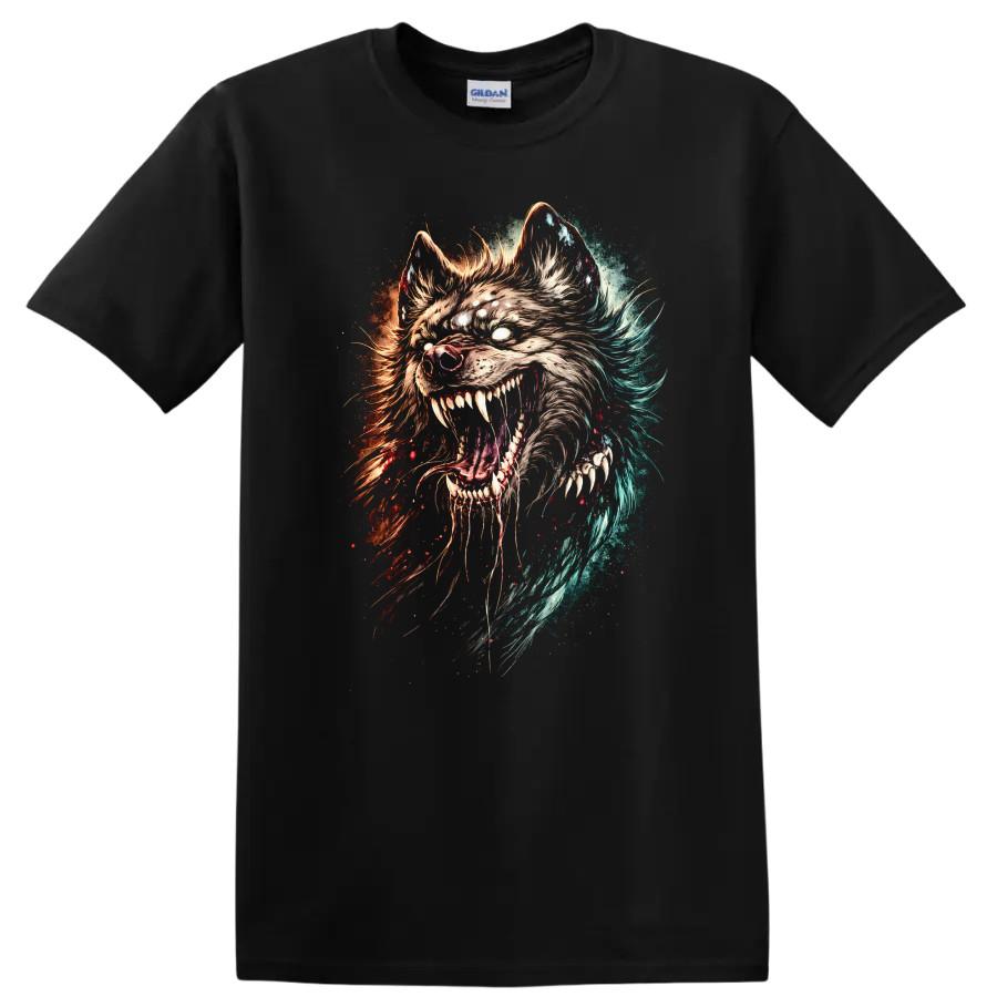 Wolf Head Graphic T Shirt Fierce Animal Print Artistic Design Tee