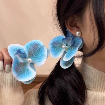 Искусственная заколка для волос в виде орхидеи-мотылька Bohemia Hawaiian Faux Pearl Simulated Flower Duckbilded Clamp