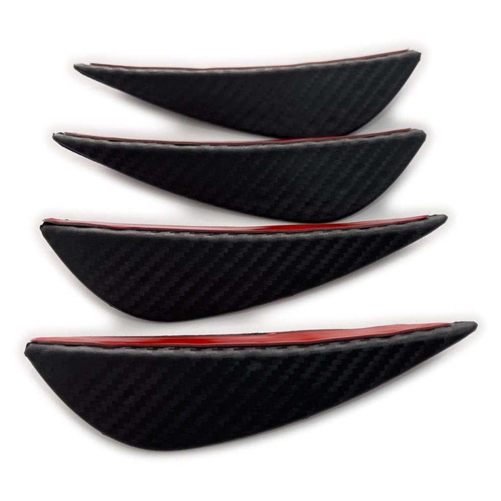 ESNET 4pcs Universal Canard Front Car Fin Spoiler Bumper Protector Dress Up Aero Mall Black (Carbon Pattern)
