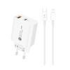 Ładowarka Sieciowa A6MaxL 20W USB-A USB-C Z Kablem USB-C - Lightning 1m - Biała