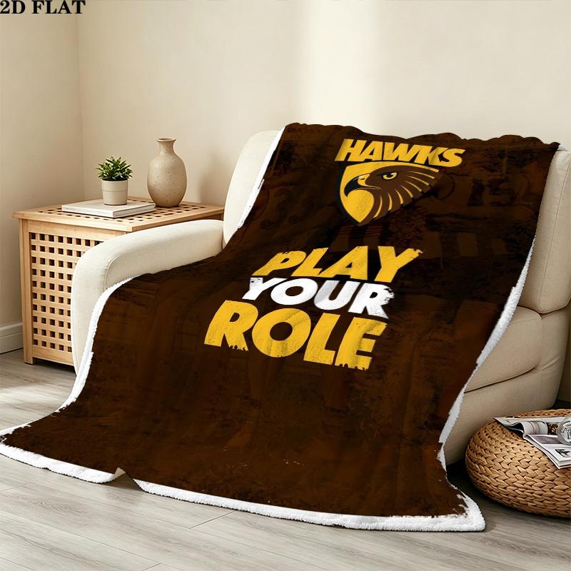 Hawthorn Football Club Print Flannel Blanket, High quality Comfortable for All Seasons, Home Decor, Warmth and Comfort, Perfect for Christmas Gifts