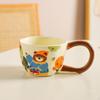 Кофейная кружка керамическая с С-образной ручкой, мультяшная керамика с широким горлом для питья чая с молоком и латте