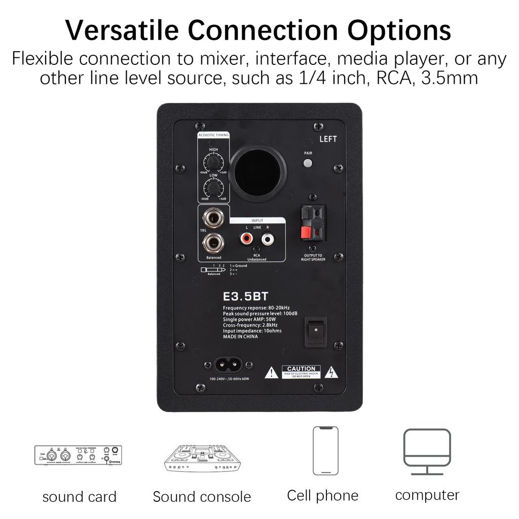 50W Studio Monitor Speakers Desktop Wireless BT Monitoring Speaker Active Near-field Monitor