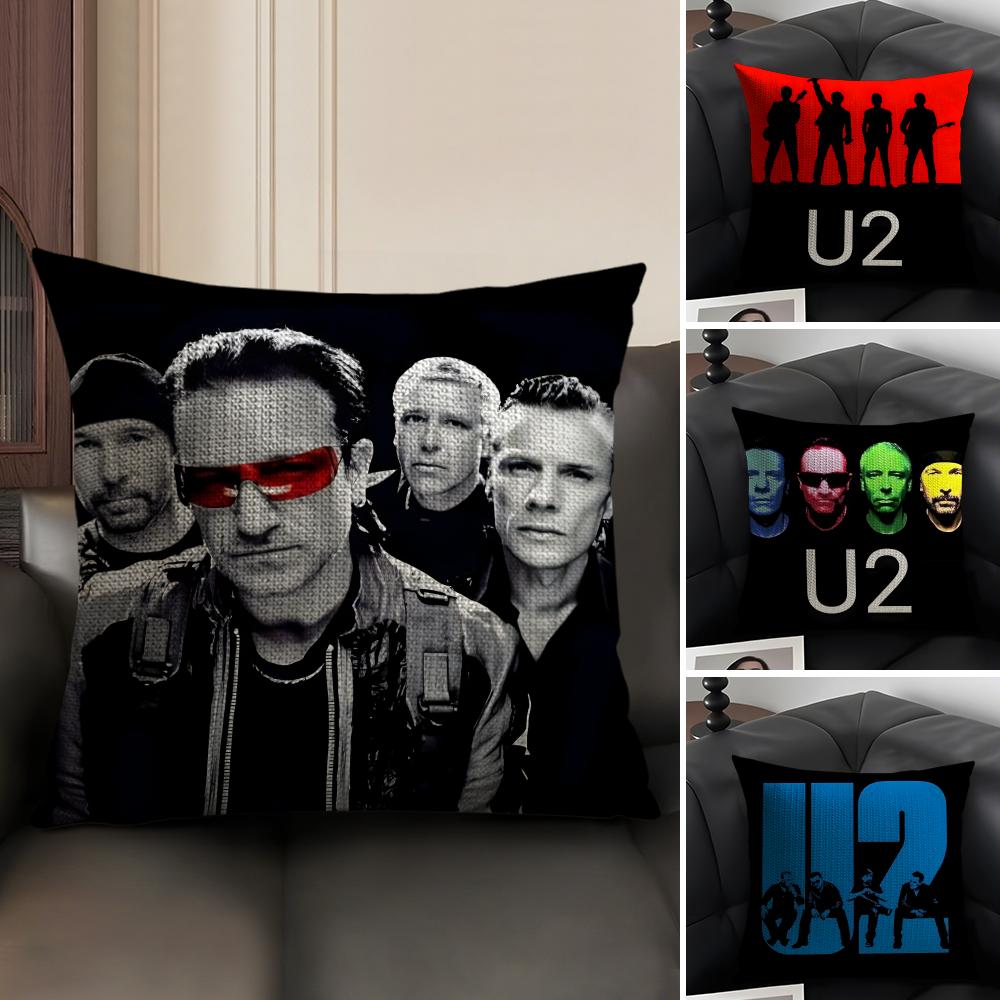 U-U2 Rockk Band Наволочка Натуральный Лен Органическая Ткань Двусторонняя Печать Диван Домашний Декор Подарок Чехол для Подушки