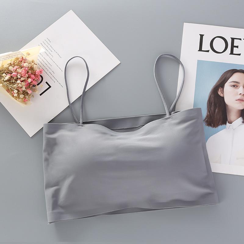 Ice Silk Seamless Bandeau: Women's Sports Camisole with Beautiful Back Design