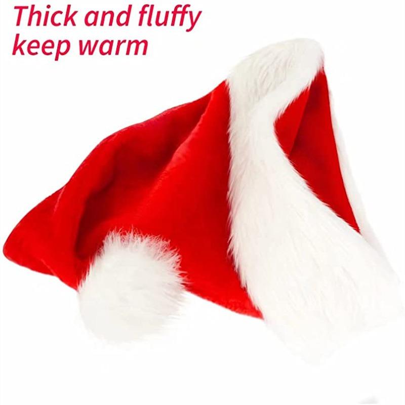 High Quality Christmas Decoration Supplies Xmas Soft Hat Santa Claus Red Noel Hat Merry Christmas Gift Happy New Year 2023 Party Dress Up