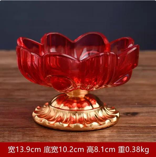 1 шт. стеклянный сплав лотос цветок фруктовый поднос для домашнего использования Будда высокий ножной фруктовый поднос украшение для гостиной фэн-шуй орнамент