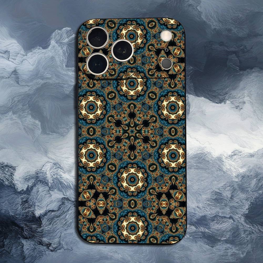 Чехол с ярким узором мандала для iPhone 12, 14, 15, 16, 17, 13, 11, X, Mini, Plus, Pro Max, 8, 7, XR, SE, XS, Мягкий силикон, Черный