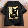 Funny Cat Ramen Graphic Tee Japanese Kawaii Anime Cat T-Shirt Fashion T-shirts Short Sleeve Clothes Trend Casual Unisex Tshirts