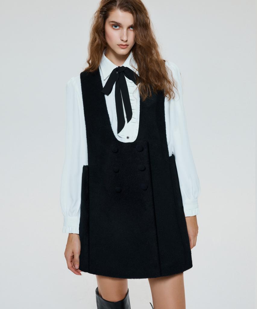 Untage Wool Trapeze Mini Dress (Black)_Uws-Ss22