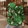 Women's Trendy Short Jacket Floral Print Bomber Jacket Casual Zipper Slim Fit Streetwear