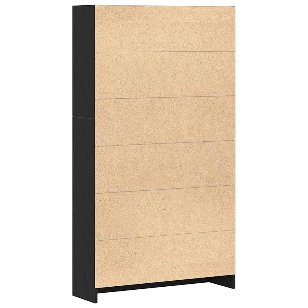 Bookshelf 4 Shelf Black Oak Effect 80 x 24 x 143 cm