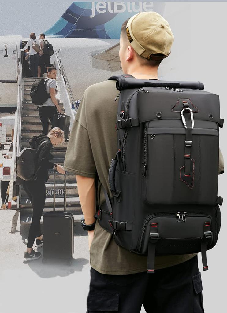 [shrradoo] Climbing Backpack 70L Large Capacity Zipper Rucksack Backpack 17 Inch PC Rucksack Square Waterproof for Hiking Hiking Camping Outdoor