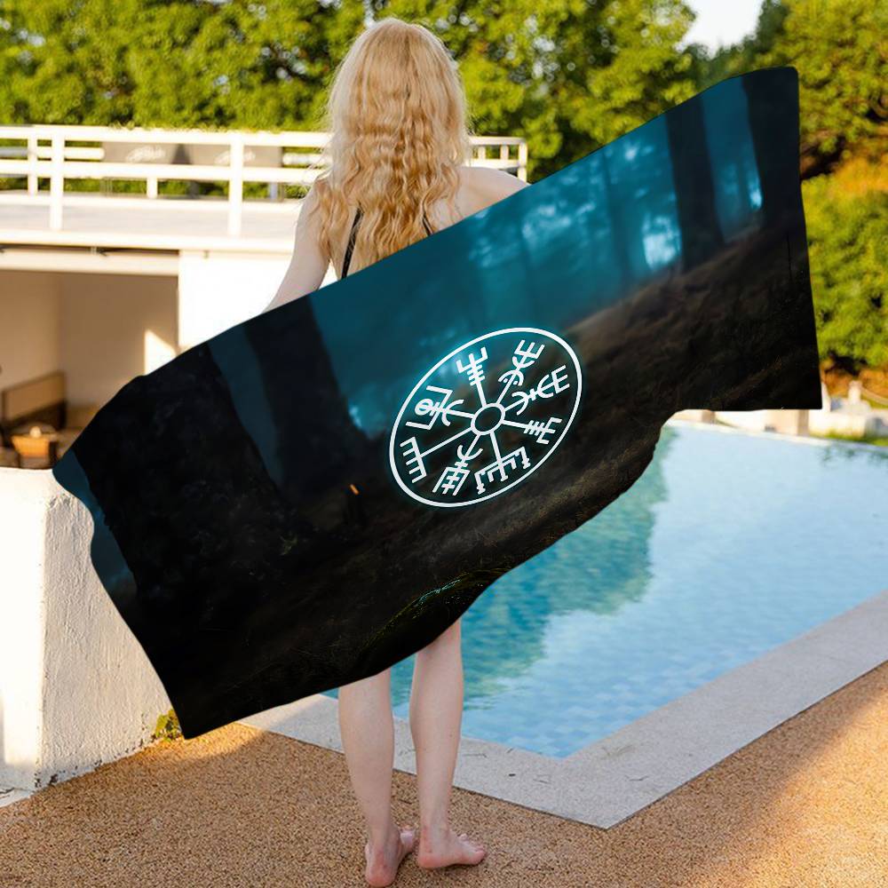 Viking Vegvisir Anime Beach Swimming Towel Soft Absorbent Washcloth Children's Gifts for Kids Travel Camping Gym